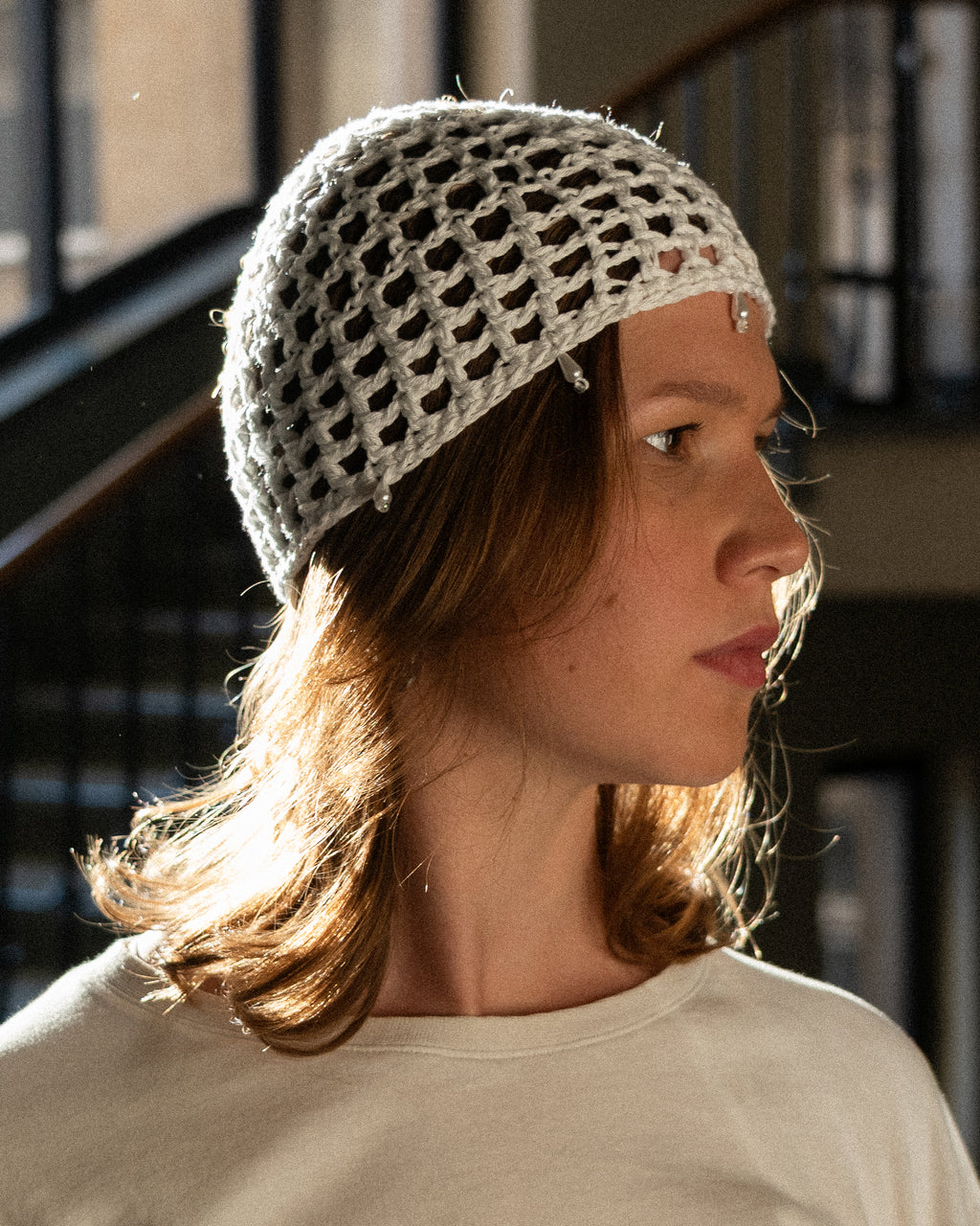 PEARL FISHNET HAT