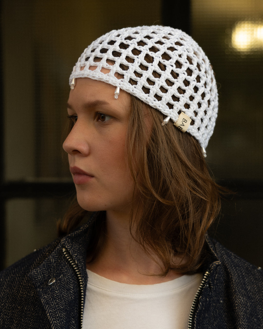PEARL FISHNET HAT