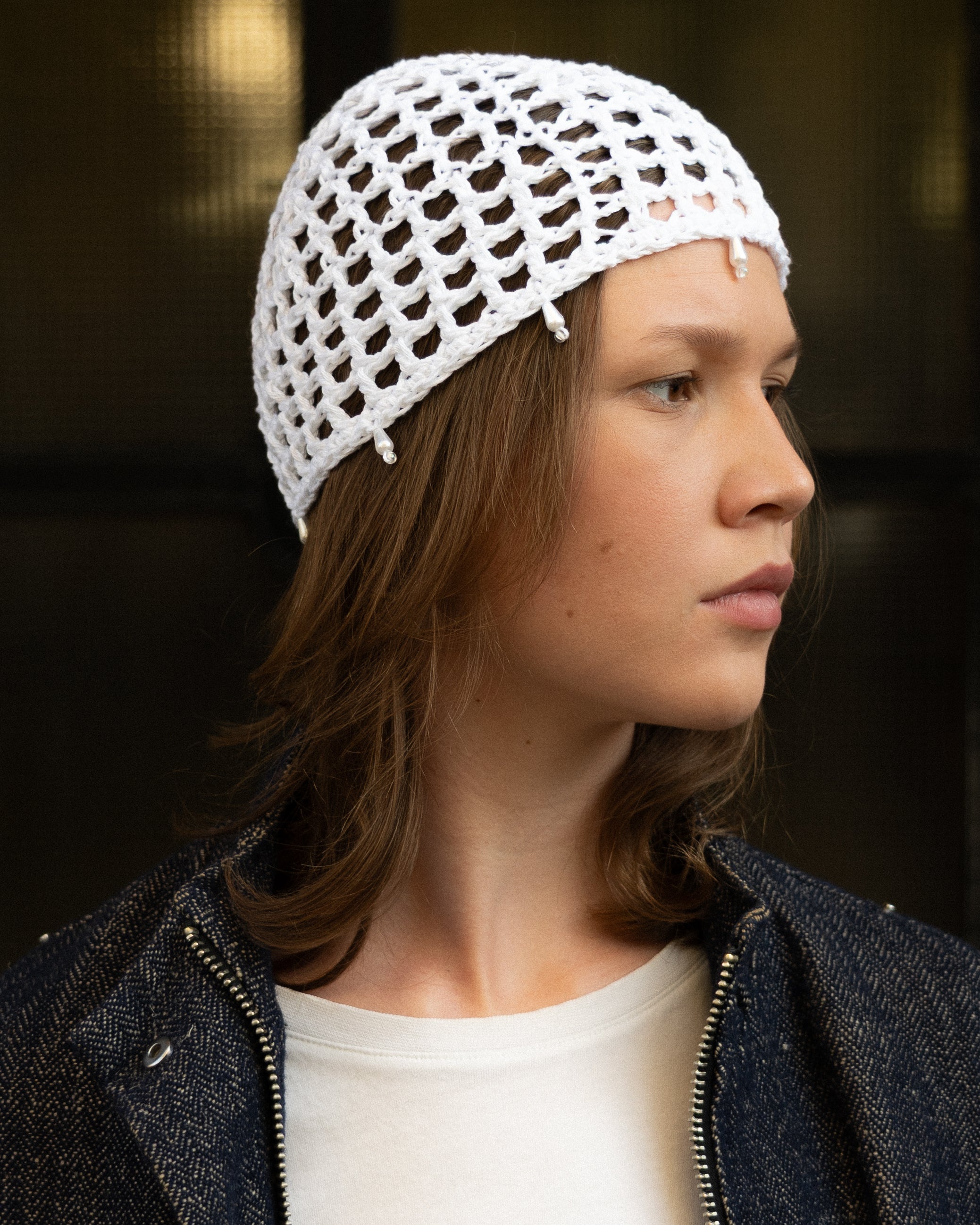 PEARL FISHNET HAT